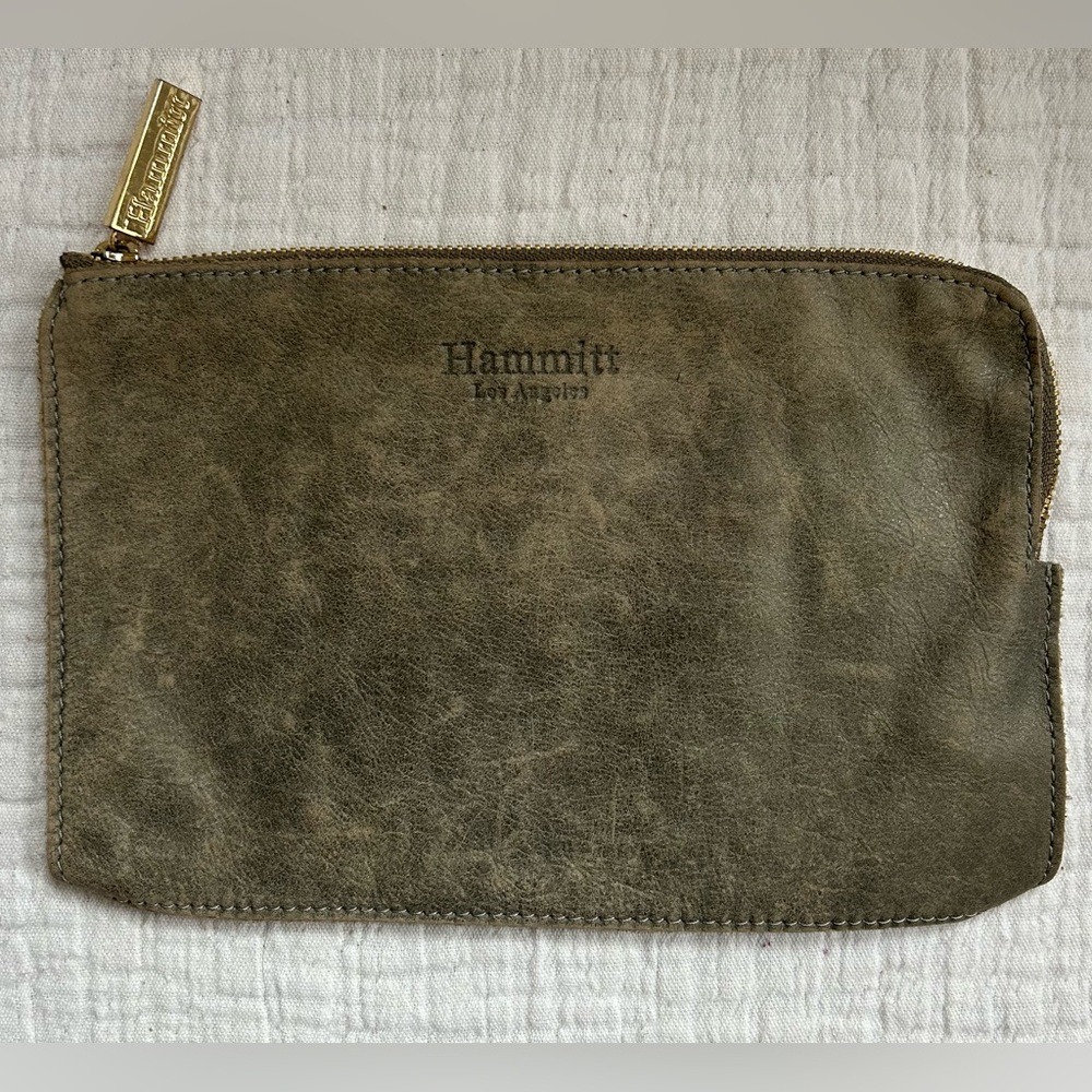 HAMMITT zip pouch leather taupe